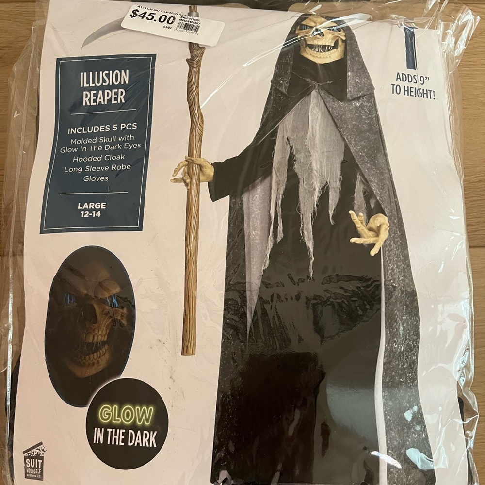 Grim Reaper costume with glowing eyes